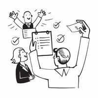 Getting good news at work concept as An employee receiving good news at work depicting a good day filled with positive developments career success and motivation in Photo Stock Co v1 vector