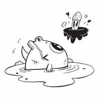 Frog in polluted pond concept as High resolution image of a frog in a polluted pond with a glossy backdrop highlighting the impact of high carbon emissions and water pollution on a v1 vector