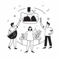 Friends having a barbeque party concept as Friends having a barbeque party in the backyard symbolizing the joy and relaxation of spending time with friends over good food in Photo v1 vector