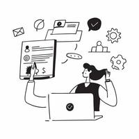 Freelancer providing virtual assistant services to a client concept as A freelancer providing virtual assistant services to a client highlighting flexibility organization and custo v1 vector
