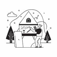 Freelancer designing a website on a laptop in a forest cabin concept as A freelancer designing a website on a laptop in a forest cabin showcasing the blend of work and nature with v1 vector