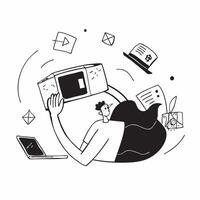 Freelancer working from home on a digital project concept as A freelancer working from home on a digital project highlighting flexibility independence and the use of technology in v1 vector