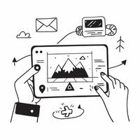 Freelancer editing videos on a tablet at a mountain lodge concept as A freelancer editing videos on a tablet at a mountain lodge showcasing the blend of work and nature with the sc v1 vector