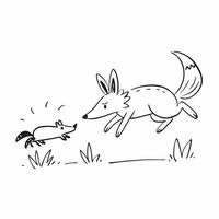 Fox hunting rabbit concept as A fox hunting a rabbit in a meadow emphasizing the cunning and speed of this small predator in Photo Stock Concept v1 vector