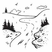 Forest stream along trail concept as High resolution image of a forest stream along a hiking trail with a glossy backdrop capturing the refreshing and serene aspects of backpacking Clean Version 2 vector