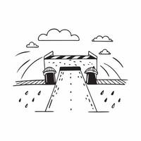 Foggy bridge in rain concept as High resolution image of a foggy bridge during a rain shower with a glossy backdrop creating a dramatic and atmospheric scene in the rainy season i v1 vector