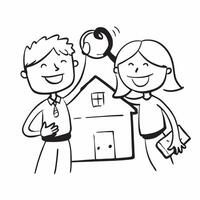 First time home buyers holding keys concept as First time home buyers holding the keys to their new home symbolizing the achievement and excitement of purchasing their first house v1 vector