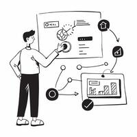 Financial analyst using blockchain technology concept as A financial analyst using blockchain technology to analyze financial data highlighting digital transformation in finance i v1 vector