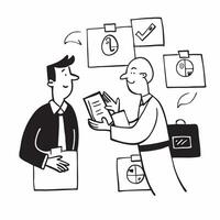 Financial advisor consulting with a client about cost saving strategies concept as A financial advisor consulting with a client about cost saving strategies representing expert adv Clean Version 2 vector