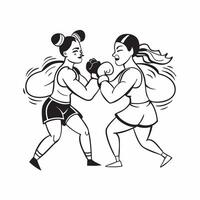 Female boxers in a competitive match concept as Two female boxers competing fiercely in the ring showcasing strength determination and athleticism in Photo Stock Concept v1 vector
