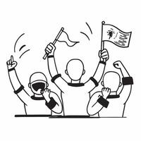Fans with face paint and flags at an international game concept as Passionate fans with face paint and waving flags cheering during an intense international sports game Ideal for v1 vector