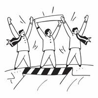 Fans cheering at a marathon finish line concept as Supportive fans cheering and encouraging runners as they cross the finish line of a marathon Ideal for content about sports endu v1 vector