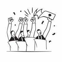 Fans celebrating a goal at a soccer game concept as Ecstatic fans jumping and celebrating after their team scores a goal during a soccer game Perfect for content about sports exci v1 vector