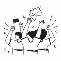 Fans celebrating a touchdown at a football game concept as Ecstatic fans jumping and celebrating after their team scores a touchdown during a football game Perfect for content abo v1 vector