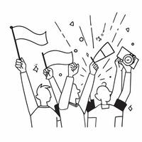 Fans cheering at a football game concept as A group of enthusiastic fans in a stadium wearing team colors cheering and waving flags during a football game Perfect for content abou v1 vector