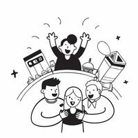 Family visiting a theme park concept as A family enjoying rides and attractions at a theme park representing the excitement and joy of a family theme park adventure in Photo Stock v1 vector