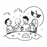 Family picnic in the park concept as A family enjoying a picnic in the park representing a perfect good day filled with joy bonding and outdoor fun in Photo Stock Concept v1 vector