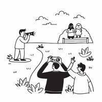 Family exploring a wildlife sanctuary concept as A family exploring a wildlife sanctuary observing animals in their natural habitat and capturing the wonder and joy of a family wil v1 vector