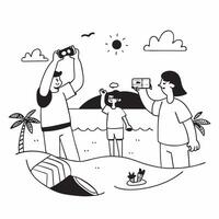 Family enjoying a day at the beach concept as A candid shot of a family enjoying a day at the beach capturing the fun relaxation and togetherness with natural expressions and a bea Clean Version 2 vector