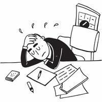 Exhausted employee sleeping at desk concept as An exhausted employee sleeping at their desk surrounded by work papers illustrating the toll of working hard and the need for rest i v1 vector