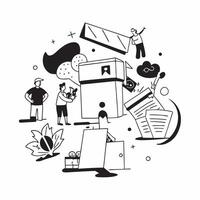 Exploring a bustling market concept as Tourists exploring a bustling market shopping for local goods and experiencing the vibrant atmosphere Perfect for content about travel cultu v1 vector