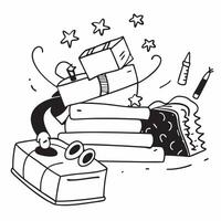 Event planner asleep on decorations concept as An event planner asleep on a pile of decorations showcasing the effort and long hours involved in organizing events in Photo Stock C v1 vector