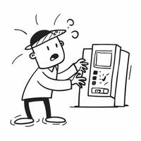 Equipment malfunction concept as An employee dealing with equipment malfunction symbolizing a bad day filled with technical issues and workplace challenges in Photo Stock Concept v1 vector