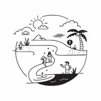 Enjoying a sunny day at the beach concept as People enjoying a sunny day at the beach symbolizing a good day of relaxation fun and natural beauty in Photo Stock Concept v1 vector
