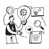 Engineer with light bulb and blueprints concept as An engineer holding a light bulb and blueprints representing the integration of new ideas into technical work in Photo Stock Con v1 vector