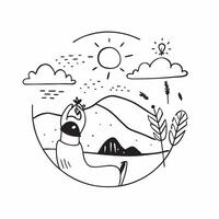 Enjoying a day in nature concept as A person enjoying a day in nature representing a good day of peace relaxation and natural beauty in Photo Stock Concept v1 vector