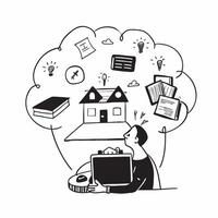 Entrepreneur managing business operations from a countryside BB concept as An entrepreneur managing business operations from a countryside bed and breakfast emphasizing the freedom v1 vector