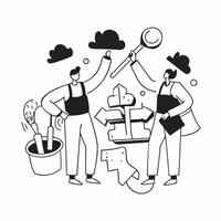Employee volunteer programs for community clean ups concept as Employees participating in community clean up programs as part of a CSR initiative emphasizing corporate commitment t v1 vector