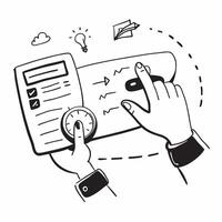 Employee using a time tracking device concept as An employee using a time tracking device illustrating effective time management accurate tracking and high performance in managing v1 vector