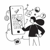 Employee using a project management app concept as An employee using a project management app on their smartphone illustrating high performance in time management through technolog v1 vector