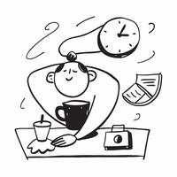 Employee taking a break with a cup of coffee concept as An employee taking a break with a cup of coffee representing the importance of breaks in effective time management and maint v1 vector