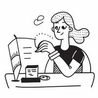 Embroidery at a desk concept as A woman doing embroidery at a desk highlighting the creativity precision and satisfaction involved in this intricate hobby in Photo Stock Concept v1 vector