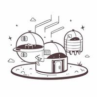 Eco friendly smart cabins concept as A futuristic resort with eco friendly smart cabins blending sustainability with advanced technology for a luxurious relaxation experience in P v1 vector