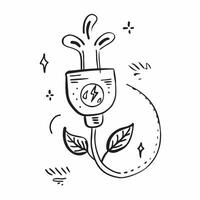 Eco friendly plug icon concept as An icon of an electric plug with green leaves symbolizing clean energy and eco friendly power sources in Photo Stock Concept v1 vector