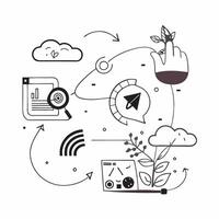 Digital agriculture for sustainable farming concept as Digital information and smart technology driving sustainable farming practices enhancing efficiency and reducing environmenta v1 vector