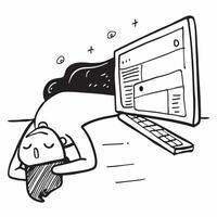 Developer sleeping at keyboard concept as A developer sleeping at their keyboard in a dimly lit office highlighting the long hours and dedication involved in software development v1 vector