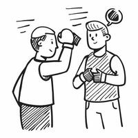 Coach giving instructions during the match concept as A coach giving crucial instructions to the boxer during the match highlighting strategy guidance and teamwork in Photo Stock v1 vector