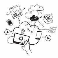 Cloud computing for sustainable retail operations concept as Cloud computing solutions for retail operations focused on sustainability enhancing efficiency and reducing environment v1 vector