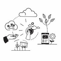 Cloud computing for sustainable agriculture concept as Cloud computing solutions for agriculture focused on sustainability optimizing farming operations and reducing environmental v1 vector