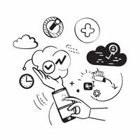 Cloud based healthcare management for sustainability concept as Cloud based healthcare management solutions focusing on sustainability improving patient care while reducing environ v1 vector