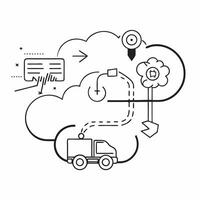 Cloud based supply chain management for sustainability concept as Cloud based supply chain management solutions designed to enhance sustainability optimizing logistics and reducing v1 vector