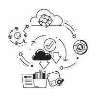 Cloud based disaster recovery with sustainability concept as Cloud based disaster recovery solutions focused on sustainability ensuring data protection and business continuity whil v1 vector