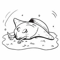Close up of a stingray on the ocean floor concept as A detailed close up of a stingray resting on the ocean floor showcasing its flat body and textured skin Perfect for marine lif v1 vector