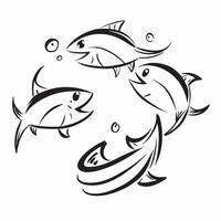 Close up of a school of fish swimming together concept as A captivating close up of a school of fish swimming together in the ocean showcasing their synchronized movement and vibra v1 vector