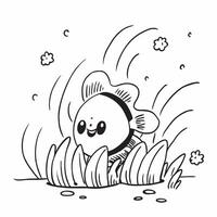 Close up of a clownfish hiding in anemone concept as A charming close up of a clownfish hiding among the tentacles of a sea anemone showcasing their symbiotic relationship and vibr v1 vector