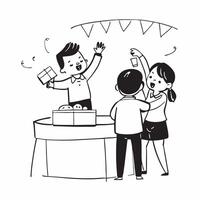 Children enjoying a birthday party at a backyard concept as A candid shot of children enjoying a birthday party at a backyard capturing the fun excitement and joy of a special occa v1 vector